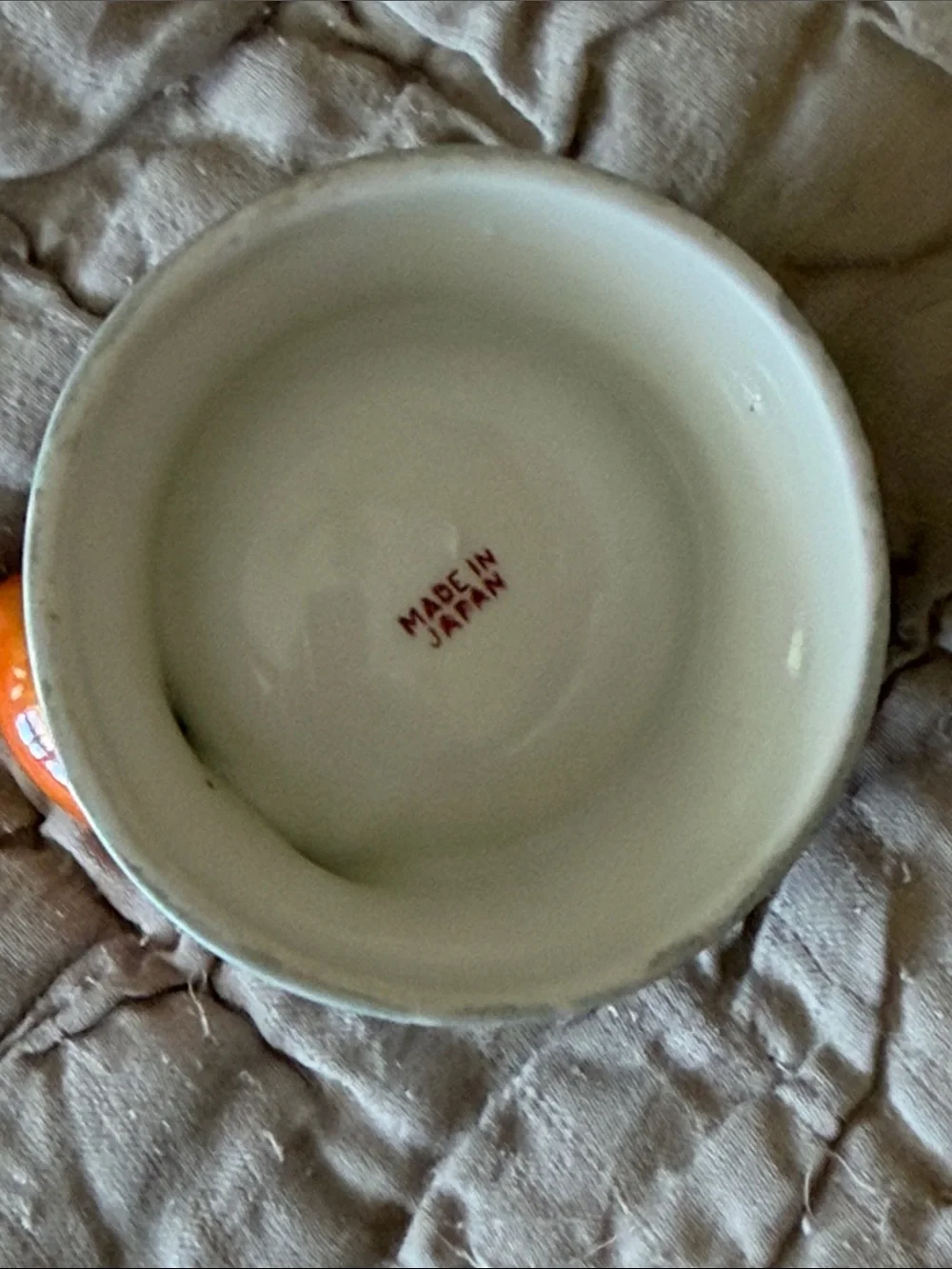 Made in Japan vinegar ring holder Orange bird blue luster dish bottom